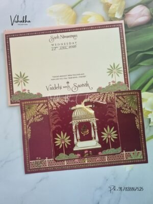 Semi Box Flower Hindu Sikh invitation Cards CR-5071