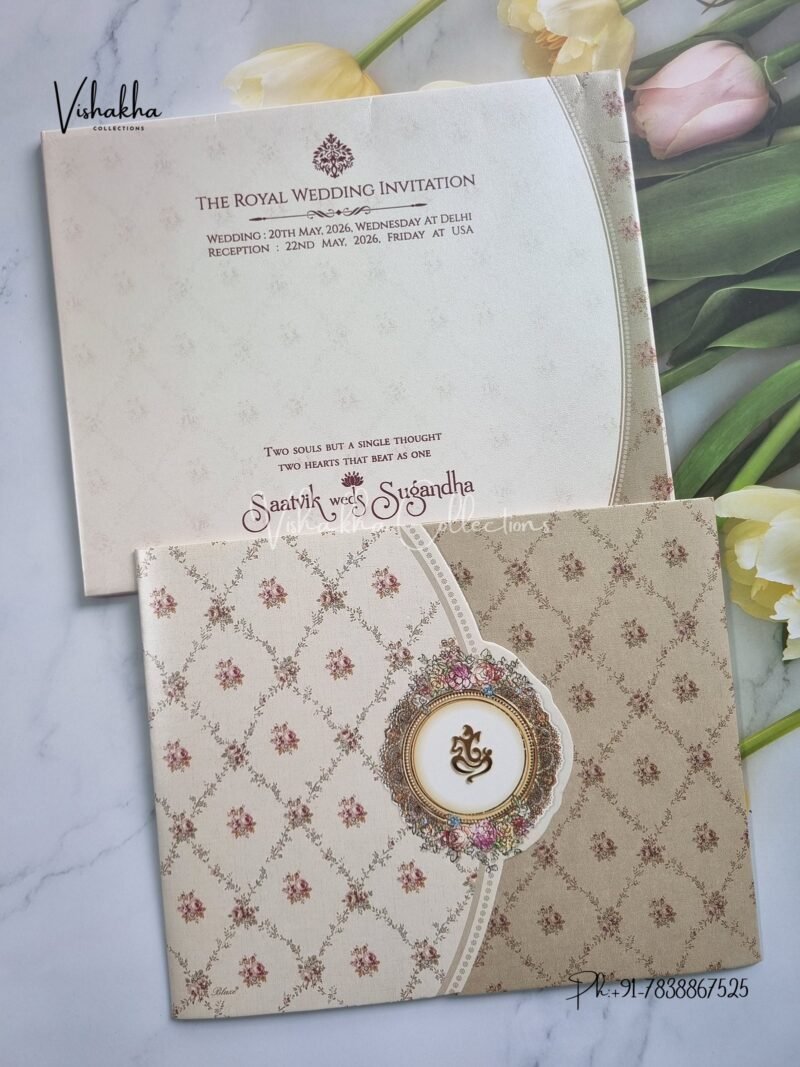 Semi Box Ganesh Ji Double Door Hindu Sikh invitation Cards CR-8030