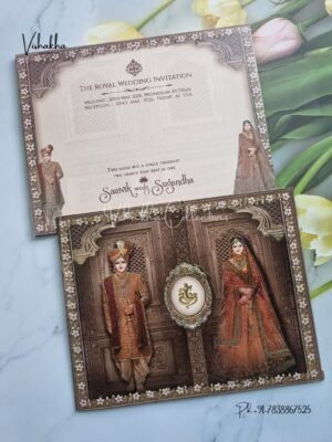 Semi Box Ganesh Ji Dulah Dulhan Double Door Hindu Sikh invitation Cards CR-8032