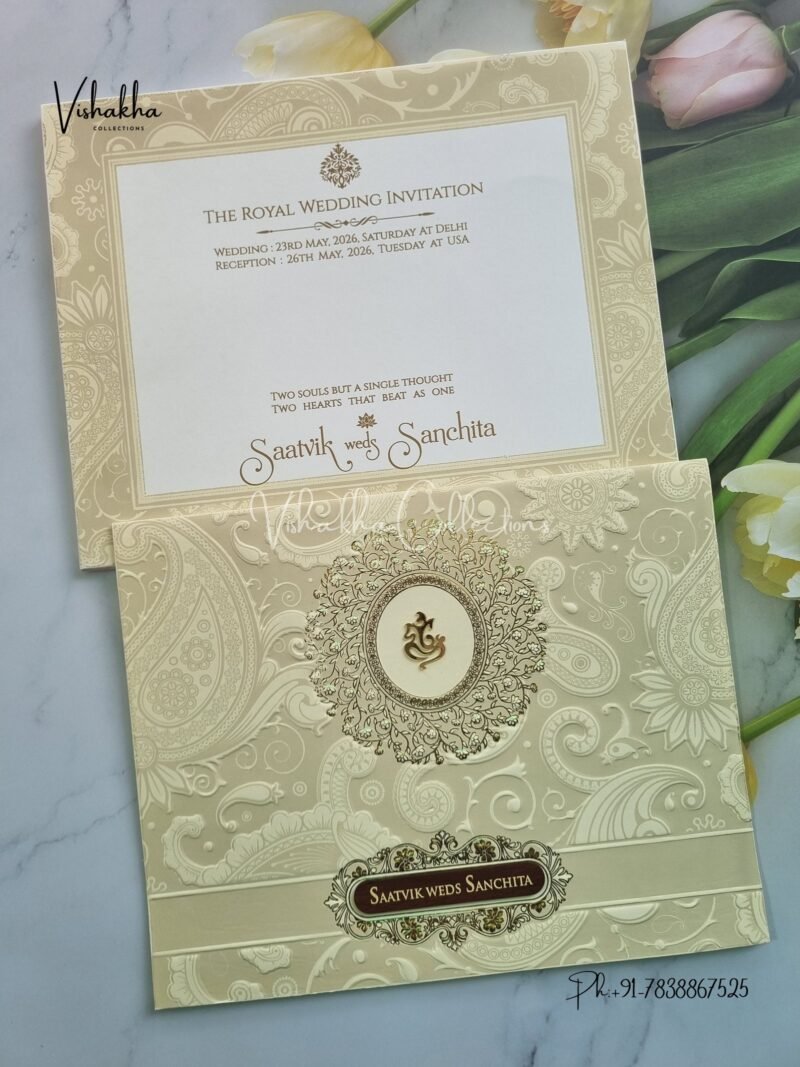 Semi Box Ganesh Ji Hindu Sikh invitation Cards CR-520C