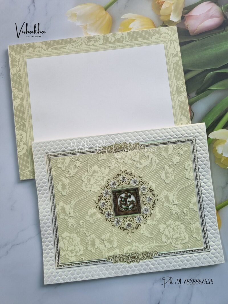 Semi Box Ganesh Ji Hindu Sikh invitation Cards CR-703G