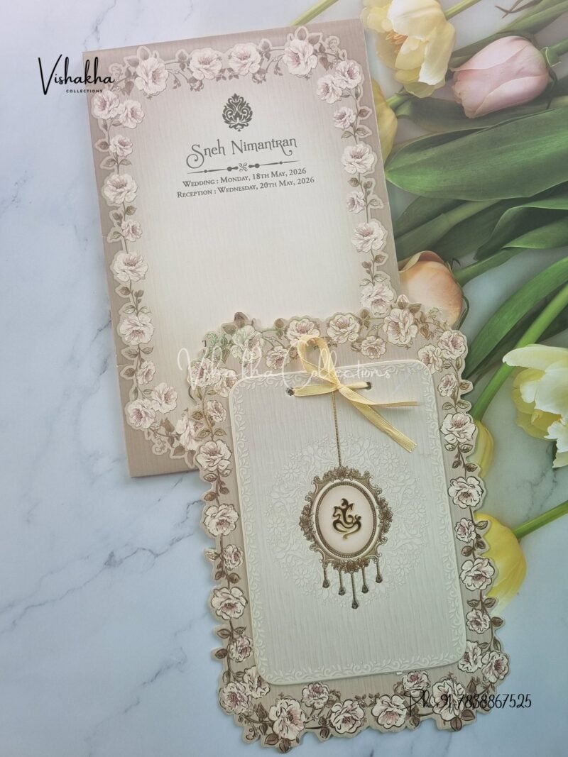 Semi Box Ganesh Ji Hindu Sikh invitation Cards CR-8047