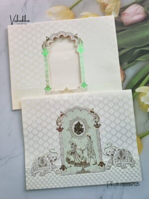 Semi Box Hathi Dulah Dulhan Hindu Sikh invitation Cards CR-701B-1