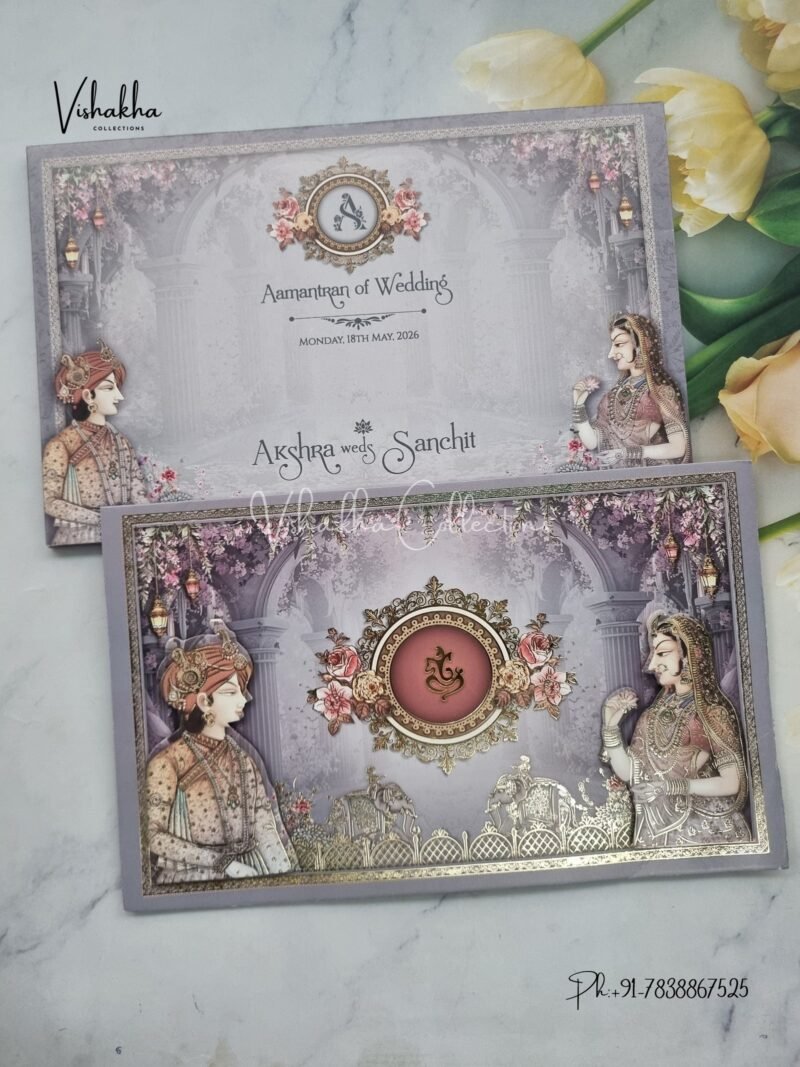 Semi Box Hathi Dulah Dulhan Hindu Sikh invitation Cards CR-7071