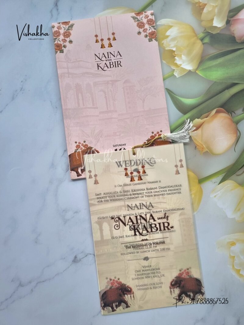 Semi Box Hathi Hindu Sikh invitation Cards JM-N2498