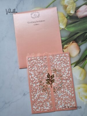 Semi Box Hindu Muslim Christian Sikh Laser Cut Colored invitation Cards SN-116