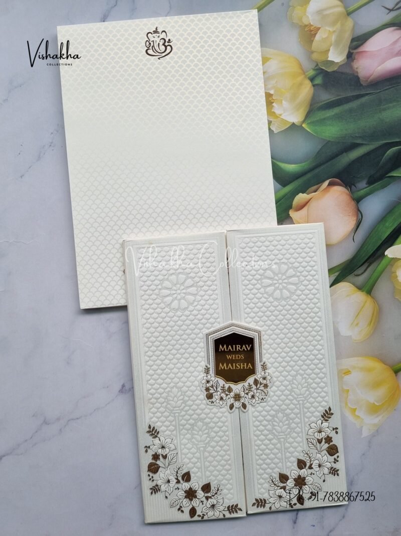 Semi Box Hindu Muslim Christian Sikh Padded white Colored invitation Cards SK-3502