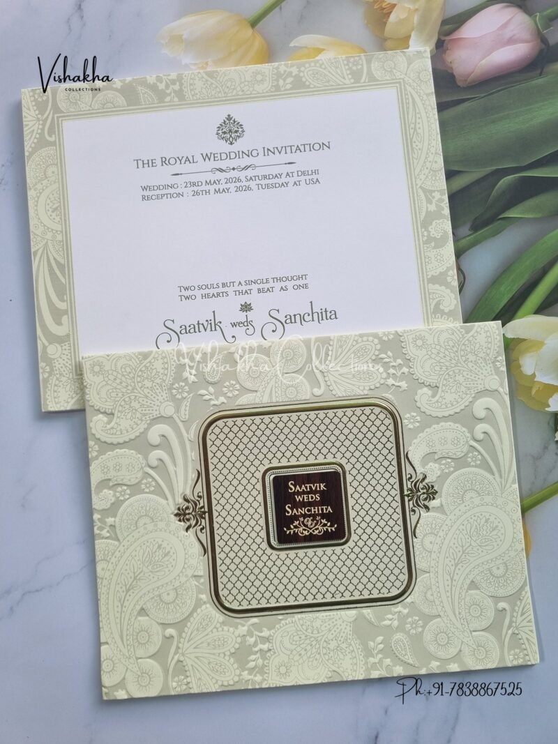 Semi Box Hindu Muslim Christian Sikh invitation Cards CR-706G