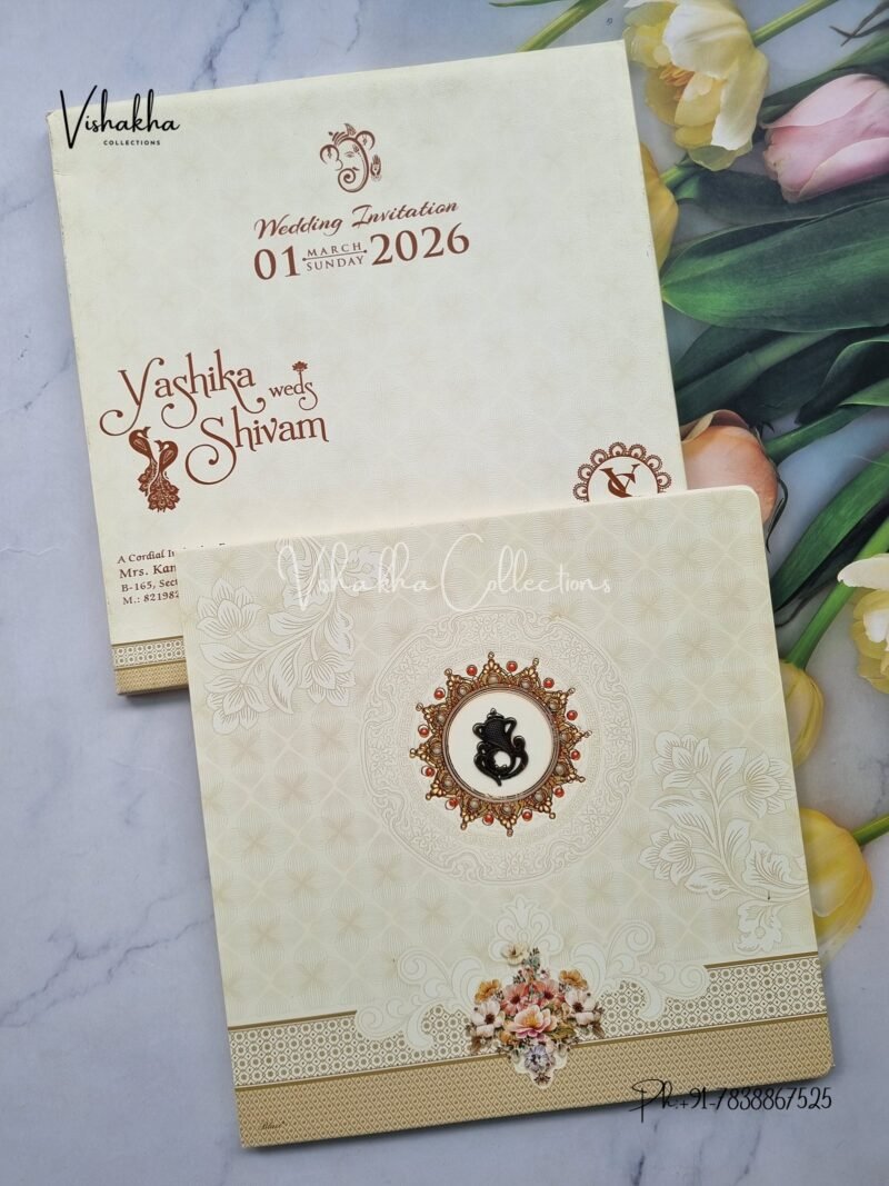 Semi Box Mandala Hindu Muslim Christian Jain Sikh Light Yellow Colored wedding invitation Cards NA-1125-47