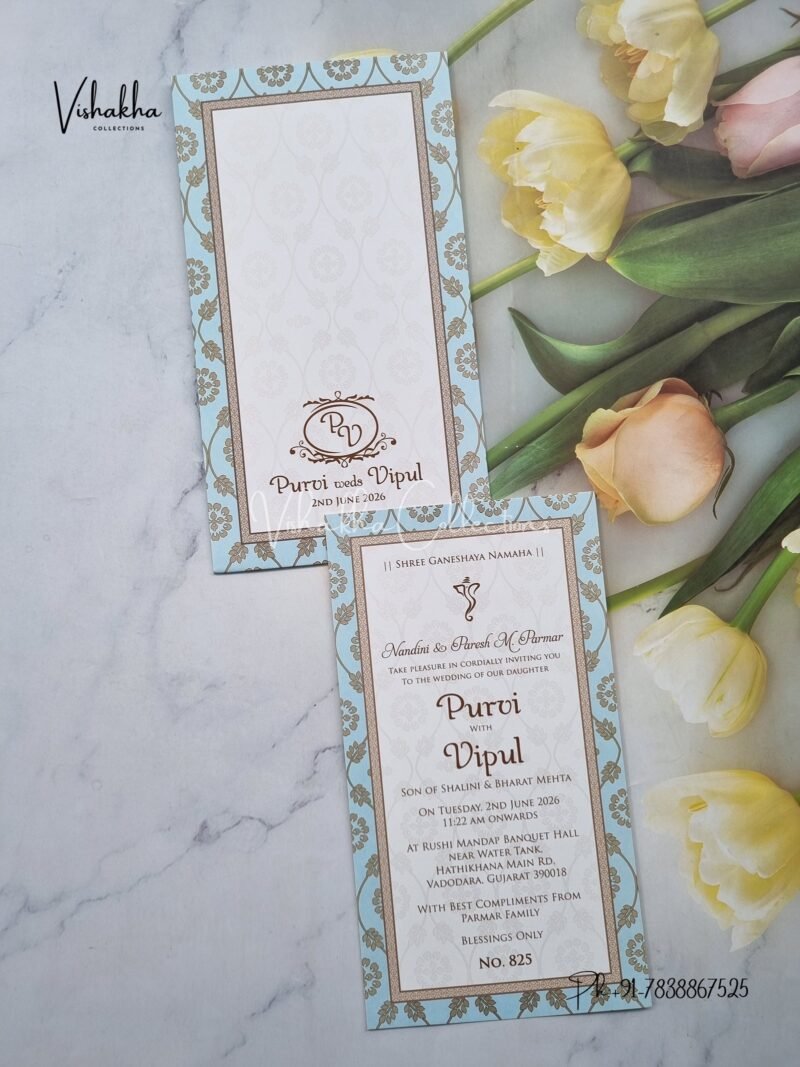 Single Insert Hindu Muslim Christian Sikh Colored invitation Cards LN-825