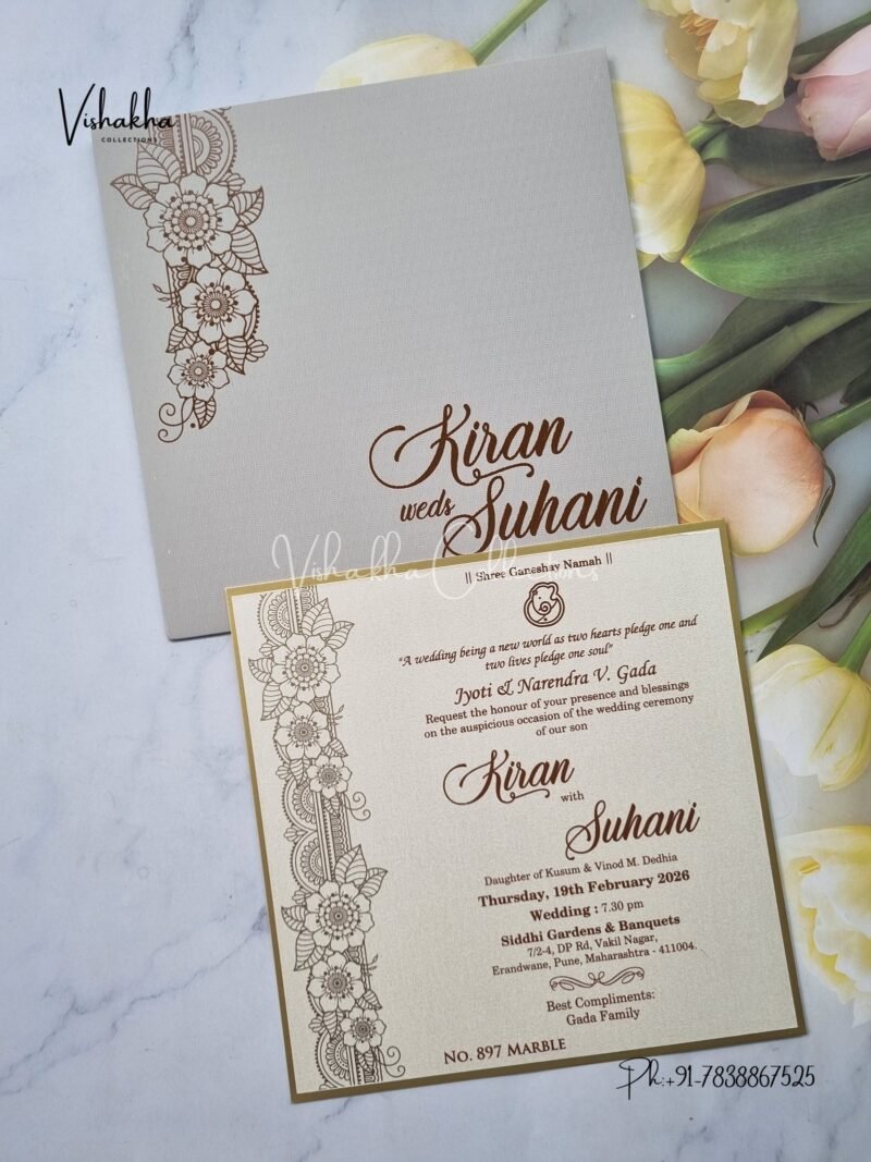 Single Insert Hindu Muslim Christian Sikh invitation Cards LN-897