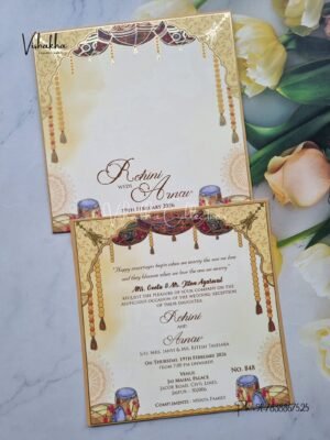 Single Insert Hindu Sikh Colored invitation Cards LN-848