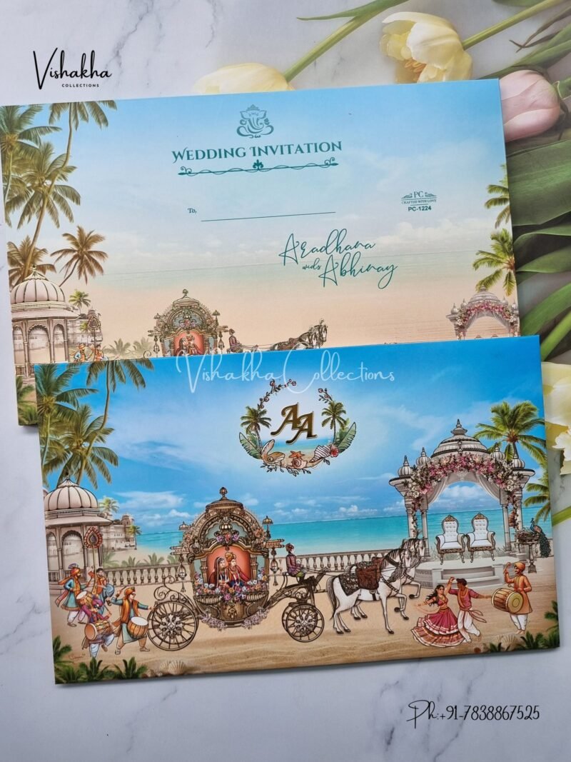 Barat Dulah Dulhan Hindu Sikh Padded invitation Cards PN-1224