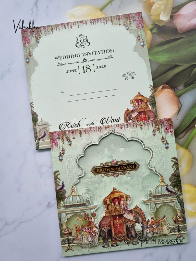 Barat Hathi Hindu Sikh Padded invitation Cards PN-1245