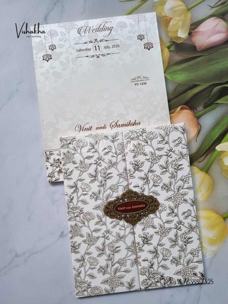 Double Door Hindu Muslim Christian Sikh Padded invitation Cards PN-1230