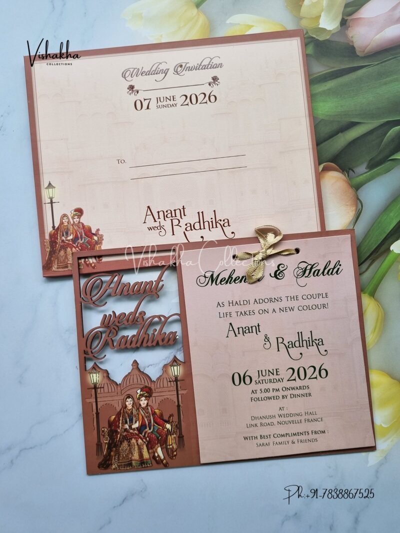 Dulah Dulhan Hindu Sikh MDF Board Laser Cut Named MDF Laser Cut Laser Cut invitation Cards PN-1161