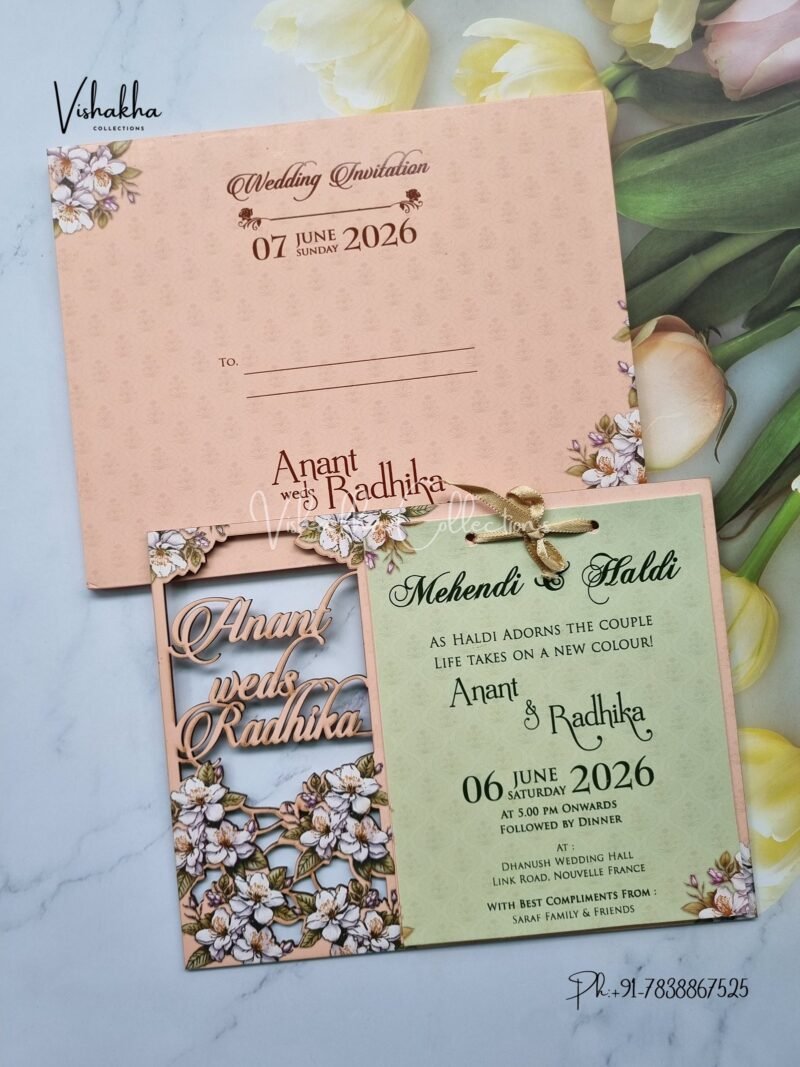 Flower Hindu Muslim Christian Sikh MDF Board Laser Cut Named MDF Laser Cut Laser Cut invitation Cards PN-1162