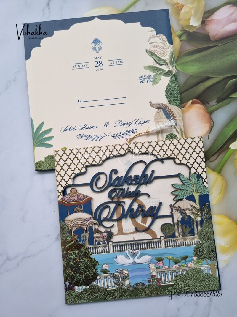 Flower Hindu Muslim Christian Sikh MDF Board Laser Cut Named MDF Laser Cut Laser Cut invitation Cards PN-1168