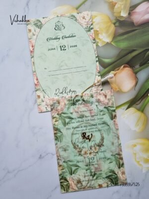 Flower Hindu Muslim Christian Sikh Vellum Paper invitation Cards PN-1103