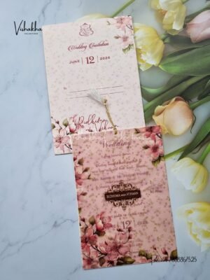 Flower Hindu Muslim Christian Sikh Vellum Paper invitation Cards PN-1165