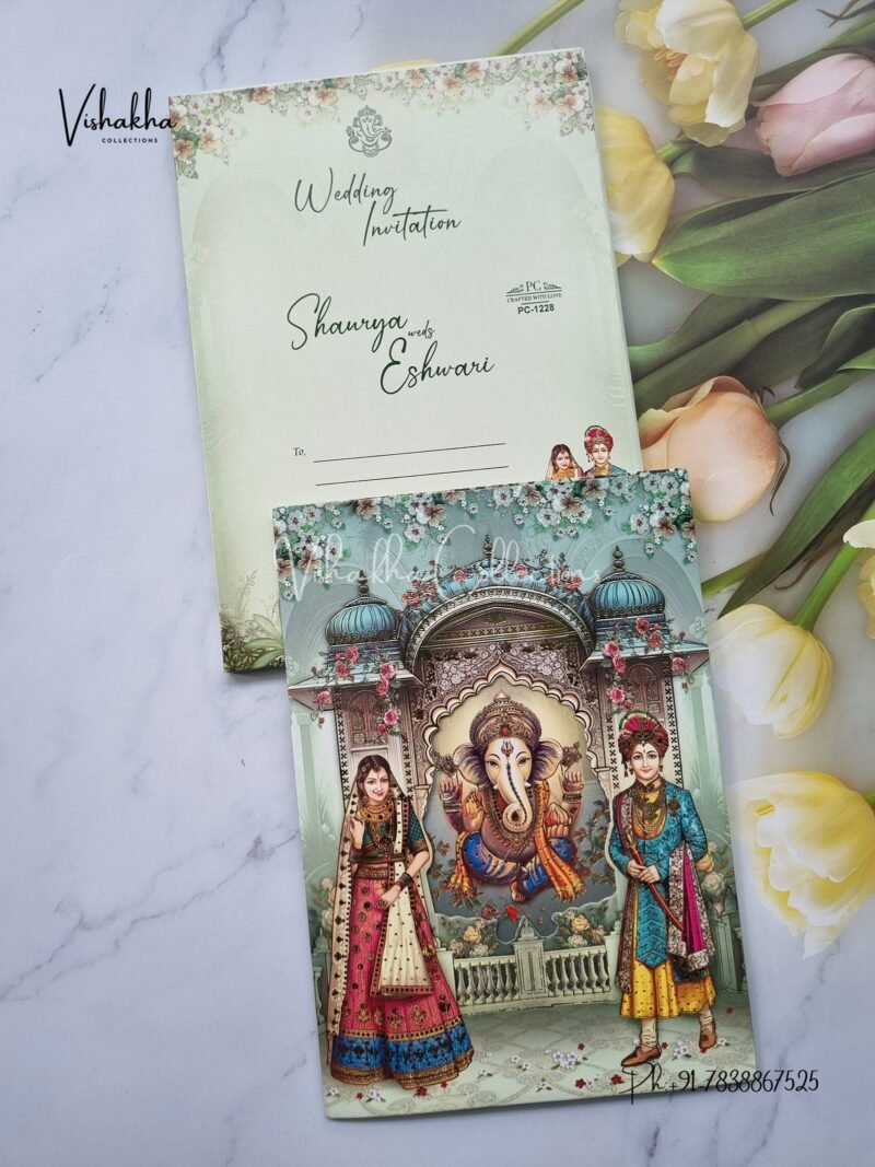 Ganesh Ji Dulah Dulhan Hindu Sikh invitation Cards PN-1228