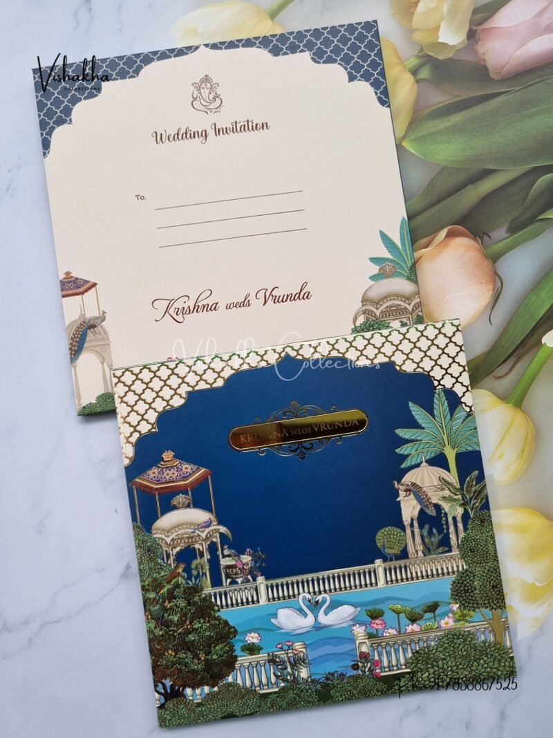 Lotus Flower Hindu Muslim Christian Sikh Padded invitation Cards PN-1167