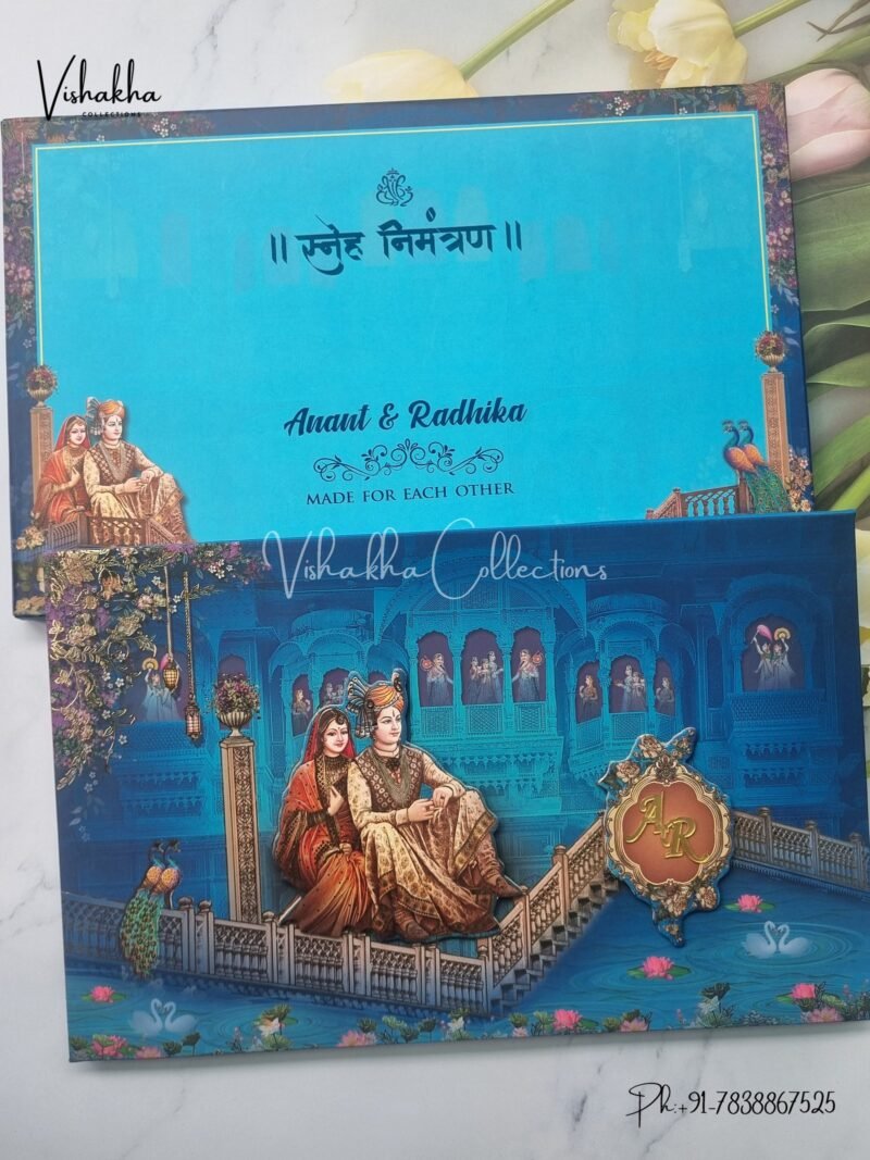 Peacock Dulah Dulhan Hindu Sikh Padded invitation Cards PN-1144