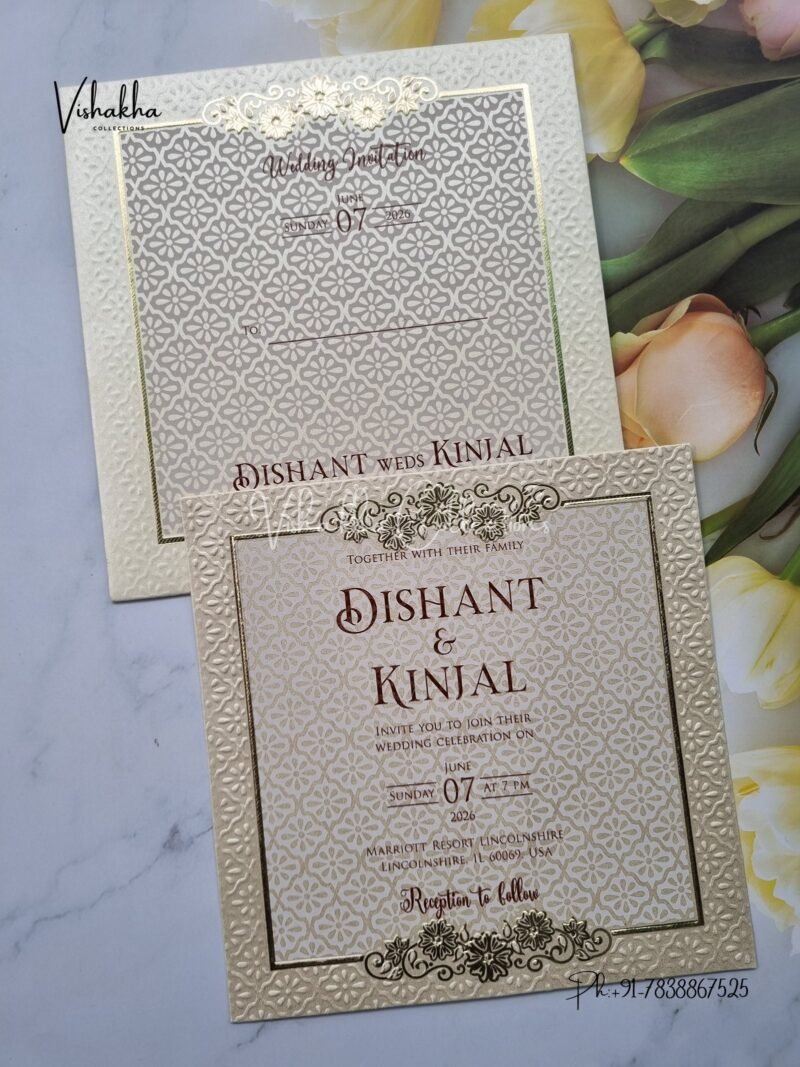 Single Insert Hindu Muslim Christian Sikh invitation Cards PN-1146